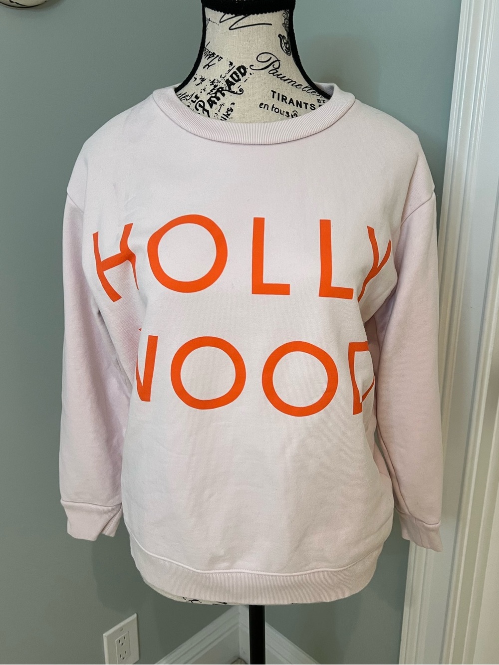 J.Crew Hollywood sweatshirt | faded shell pink bright red lettering | Preowned - Picture 10 of 15